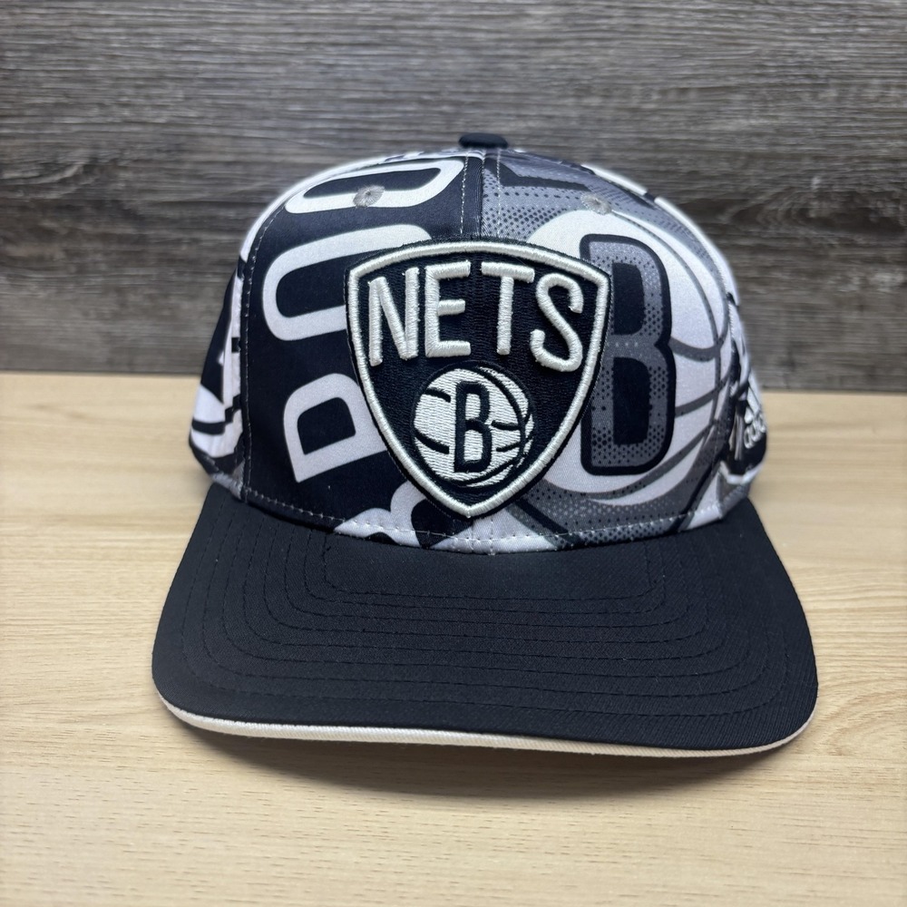 Brooklyn Nets Hat Cap Snap Back Mens One Size Black NBA Basketball Adidas